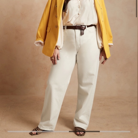 NWT Banana Republic Loose Jean Stovepipe white Jean  Denim 31 Petite 10 P 10P - Picture 2 of 11